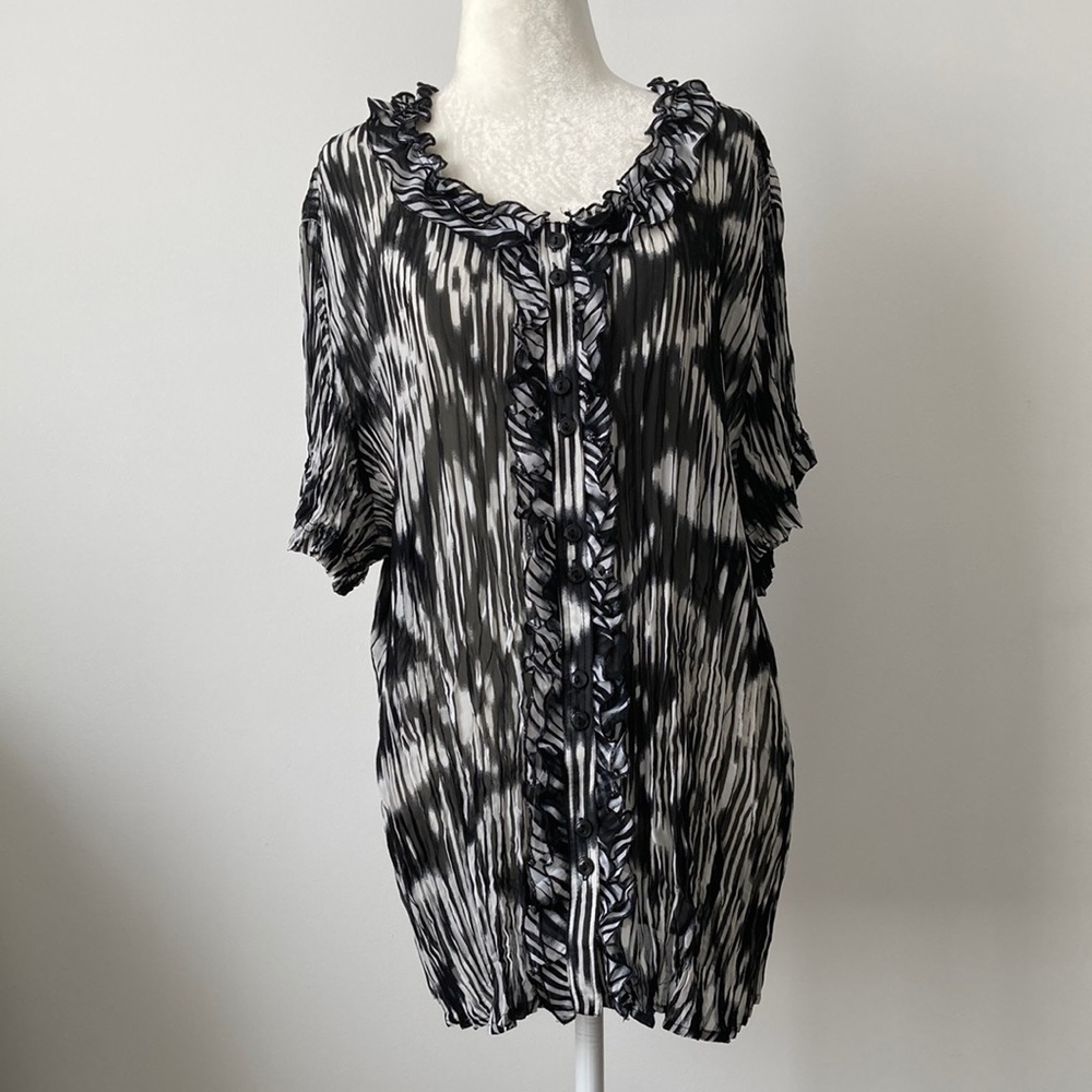Style & Co Floral Print Short Sleeve Button Down